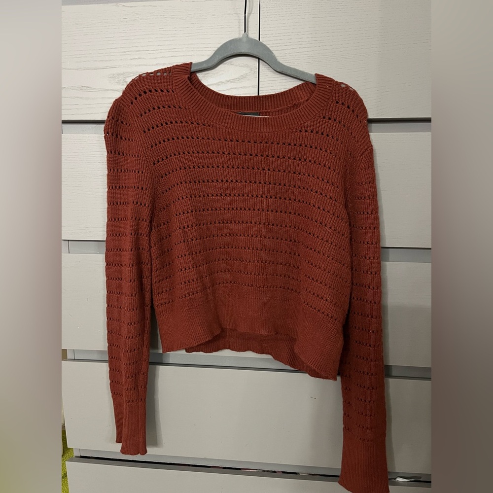 Express Women's Brick Red Crew Neck Knit Sweater - Size XL